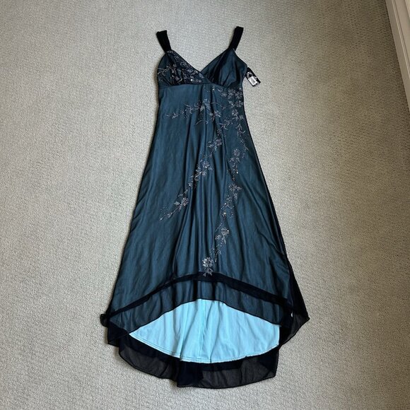 Trixxi vintage y2k blue sparkly high low prom dress womens deadstock hoco fairy - Picture 1 of 13